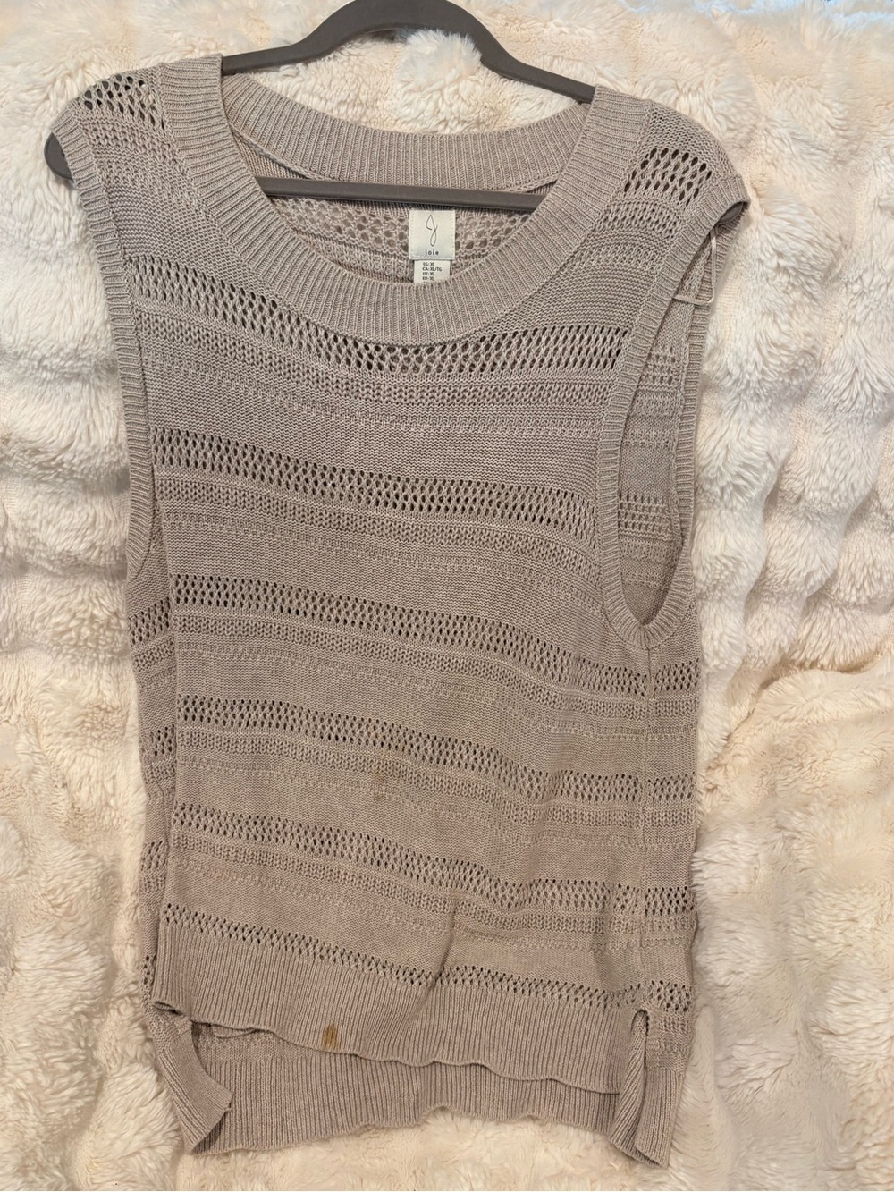 Joie Open-Knit Sleeveless Tank Top in Taupe